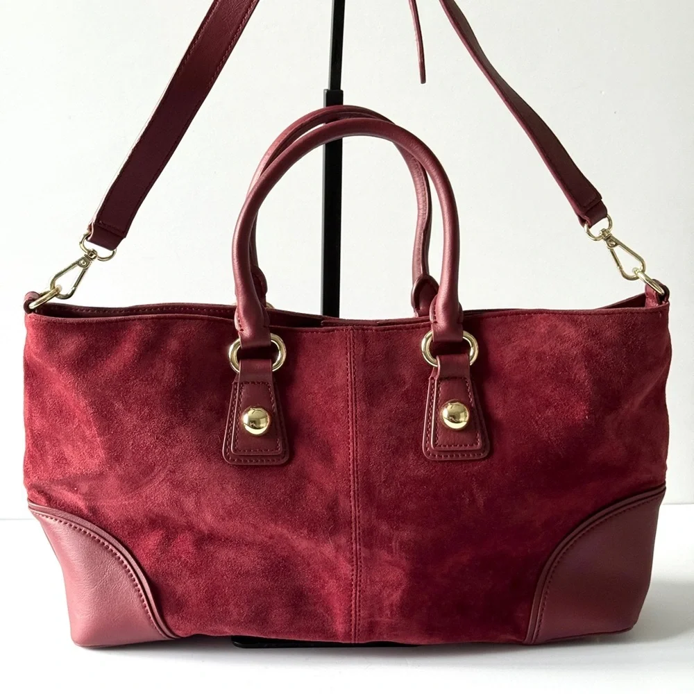 Talbots Burgundy Suede Handbag Purse